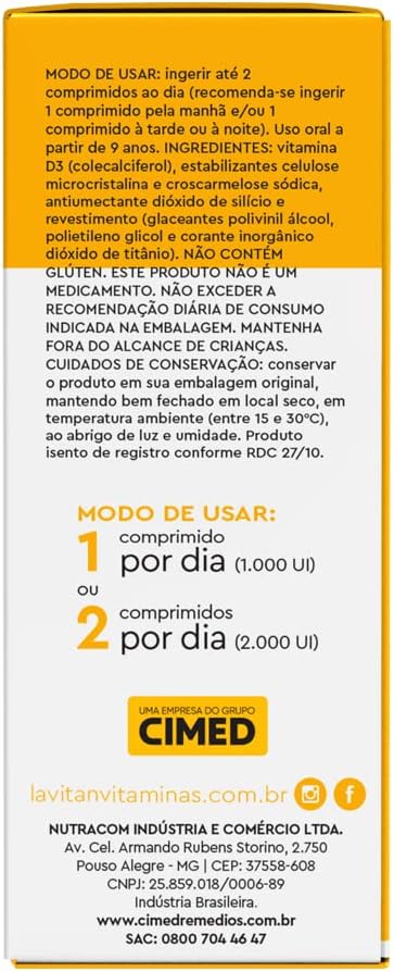 LAVITAN VITAMINA D 2.000UI COMP REV X 30, Laranja, Pequeno