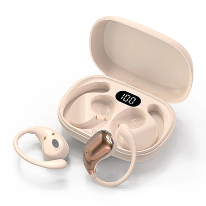 Fone Bluetooth 5.4 Esportivo com Gancho – TWS HiFi, À Prova d’Água, Display LED e Longa Duração