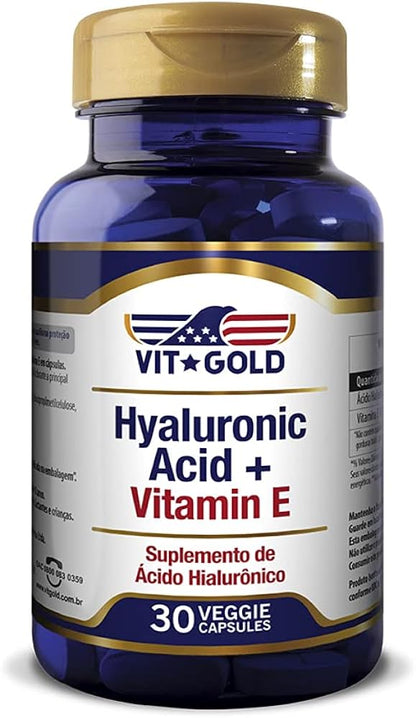 Ácido Hialurônico 100mg com Vitamina E Vitgold 30 cápsulas
