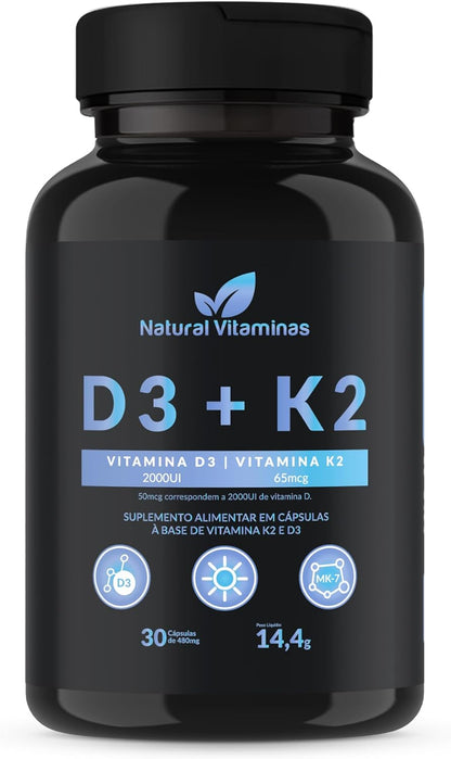 Vitamina D3 200UI + Vitaminas K2 65mcg (MK-7) 1 Pote com 30 Cápsula de 480mg