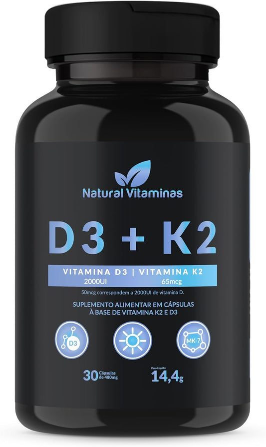 Vitamina D3 200UI + Vitaminas K2 65mcg (MK-7) 1 Pote com 30 Cápsula de 480mg