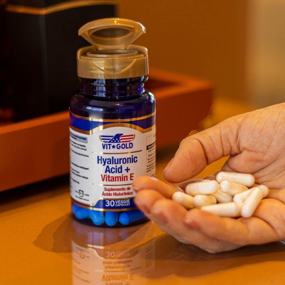 Ácido Hialurônico 100mg com Vitamina E Vitgold 30 cápsulas